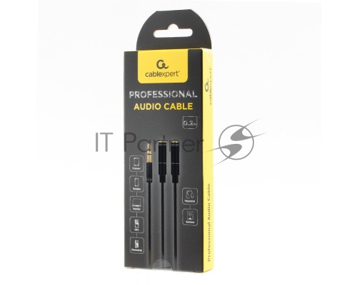Кабель аудио разветвитель Cablexpert CCAB-02-35MY-0.2MB. 3.5 джек (M)/2х 3.5 джек (F), черный, 0.2м, блистер