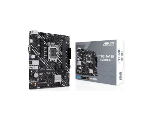 [Материнская плата] ASUS PRIME H610M-K (Socket 1700, mATX, 2xDDR5(96GB), VGA/HDMI 2.1, 1xPCIe 4.0x16/1xPCIe 3.0, 1xLAN, 4xSATA 6Gb/s, 1xM.2, 2xUSB 3.2, 4xUSB 2.0, 1xPS/2)