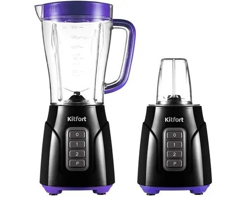 [Пылесос] Блендер, Kitfort, КТ-3032-1, Фиолетовый, 3 в 1, Стационарный, Мощность 500 Вт, 2 скорости, Максимальная скорость вращения ножей 18500 об/мин, Черный, Фиолетовый