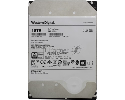 Жесткий диск SAS 18TB 7200RPM 12GB/S 512MB DC HC550 0F38353 WD Жесткий диск SAS 18TB 7200RPM 12GB/S 512MB DC HC550 0F38353 WD