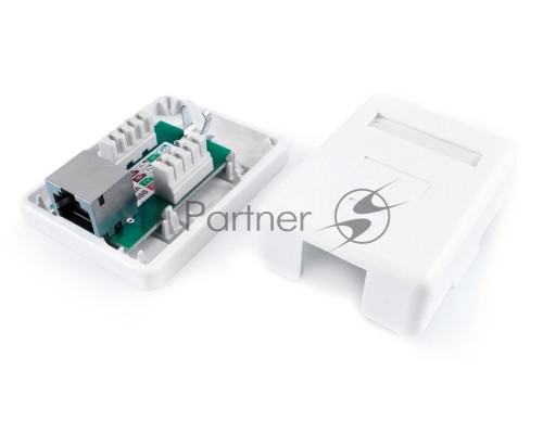 Розетка компьютерная Hyperline SB1-1-8P8C-C6-SH-WH RJ-45(8P8C), категория 6, экранированная, одинарная, внешняя, Dual IDC