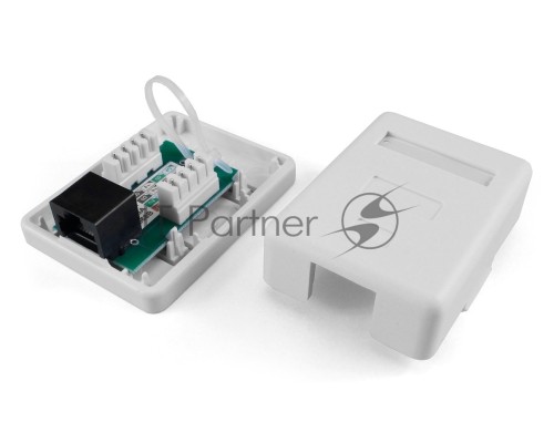 Розетка компьютерная Hyperline SB1-1-8P8C-C6-WH RJ-45(8P8C), категория 6, одинарная, внешняя, Dual IDC