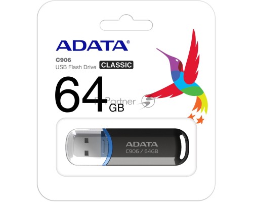 Флеш диск ADATA 64GB Classic C906, USB 2.0, Черный