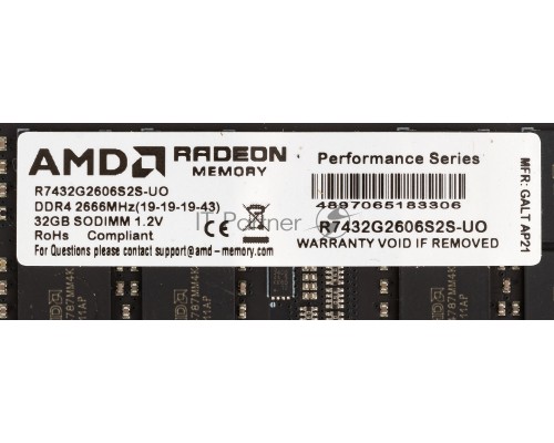 Оперативная память DDR4 32Gb 2666MHz AMD R7432G2606S2S-UO OEM PC4-21300 CL16 SO-DIMM 260-pin 1.2В