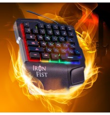 Игровой блок Oklick 701G IRON FIST черный USB for gamer LED (подставка для запястий)