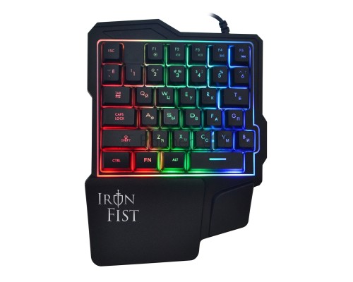 Игровой блок Oklick 701G IRON FIST черный USB for gamer LED (подставка для запястий)