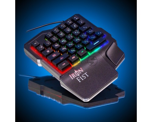Игровой блок Oklick 701G IRON FIST черный USB for gamer LED (подставка для запястий)