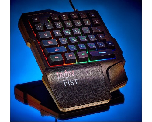 Игровой блок Oklick 701G IRON FIST черный USB for gamer LED (подставка для запястий)