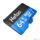 Флеш карта microSDHC 64GB Netac P500 <NT02P500STN-064G-R>  (с SD адаптером) 80MB/s