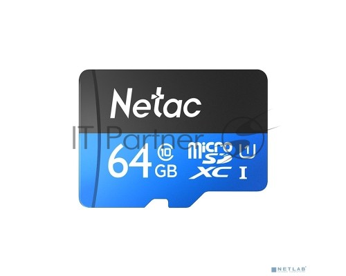 Флеш карта microSDHC 64GB Netac P500 <NT02P500STN-064G-R>  (с SD адаптером) 80MB/s