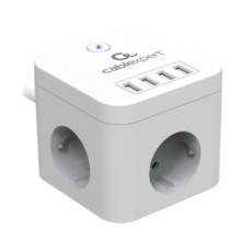 Cablexpert Сетевой фильтр Cube CUBE-3-U4-W-1.5 (3р, 10А, 4 х USB, 1.5м, ур.защиты 4+) белый, коробка
