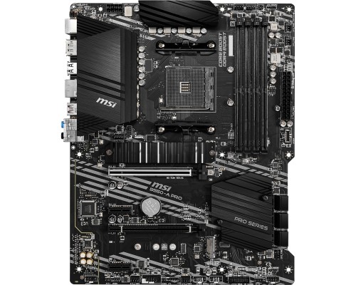 Материнская плата MSI B550-A PRO, AM4, AMD B550, 4xDDR4, 6xSATA, 2xM.2, 1xPCI-E 4.0 x16, 1xPCI-E 3.0 x16, 2xPCI-E x1, 1xHDMI, 1xDP, 1x 1Gb LAN, 4xUSB-A 2.0, 2xUSB-A 3.2 Gen 1, 1xUSB-A 3.2 Gen 2, 1xUSB-C 3.2 Gen 2, 6x3.5 мм, 7.1, ATX