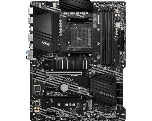 Материнская плата MSI B550-A PRO, AM4, AMD B550, 4xDDR4, 6xSATA, 2xM.2, 1xPCI-E 4.0 x16, 1xPCI-E 3.0 x16, 2xPCI-E x1, 1xHDMI, 1xDP, 1x 1Gb LAN, 4xUSB-A 2.0, 2xUSB-A 3.2 Gen 1, 1xUSB-A 3.2 Gen 2, 1xUSB-C 3.2 Gen 2, 6x3.5 мм, 7.1, ATX