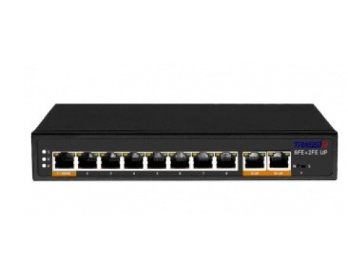 [Видеонаблюдение] TRASSIR TR-NS1110-120-8POE Коммутатор неуправляемый с 8 PoE портами (10/100 Мбит/с Base-TX PoE port), 2 PoE портами (10/100 Мбит/с (Base-TX))