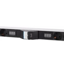 REM Вертикальный блок розеток Rem-32 на 2 контура по 8 Schuko, 4 IEC 60320 C19 с авт., инд., 2 * 16 А, алюм., 33-38U, колодка(R-32-2x(8S-4C19-A-I)-1420-K)