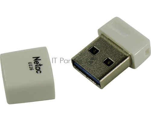 Флеш диск Netac U116 16Gb <NT03U116N-016G-30WH>, USB3.0, миниатюрная пластиковая белая