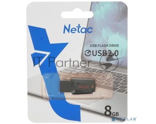 Флеш диск Netac U197 8Gb <NT03U197N-008G-20BK>, USB2.0, пластиковая, черная