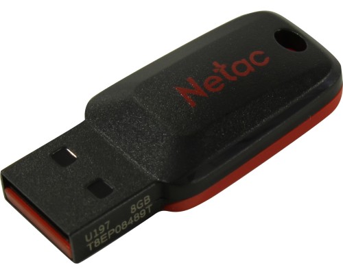 Флеш диск Netac U197 8Gb <NT03U197N-008G-20BK>, USB2.0, пластиковая, черная