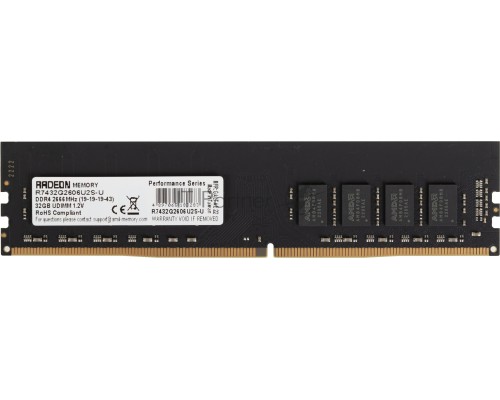 Оперативная память AMD 32GB DDR4 2666 DIMM R7 Performance Series Black R7432G2606U2S-U Non-ECC, CL19, 1.2V, RTL