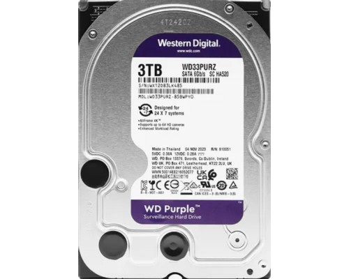 [Жесткий диск] 3TB WD Purple (WD33PURZ) {Serial ATA III, 5400- rpm, 256Mb, 3.5