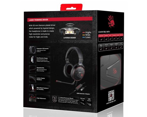Наушники с микрофоном A4 Bloody G600i черный 1.3м мониторные USB оголовье (G600I)