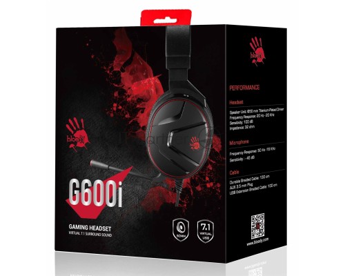 Наушники с микрофоном A4 Bloody G600i черный 1.3м мониторные USB оголовье (G600I)
