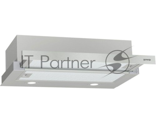 Вытяжки Gorenje Встраиваемая вытяжка, ширина 60 см, механическое управление, отвод и рециркуляция, 450 м3/ч, нержавеющая сталь