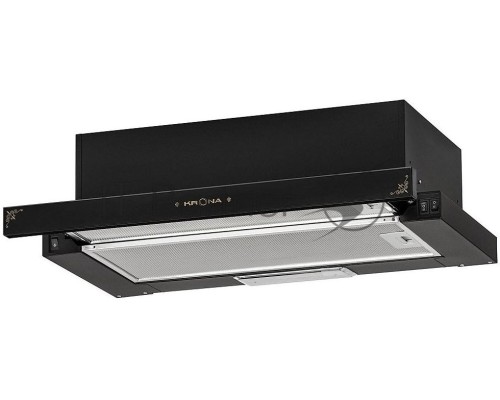 Вытяжка кухонная Krona KAMILLA 600 BLACK RETRO Цвет:Черный; Материалы:Металл; Производительность (куб. м/час):820; Управление:кнопочное; Уровень шума при работе, дБ:46; Освещение:LED лампы 1 х 3 Вт; Количество моторов:2; Количество скоростей:3; Антивозвр