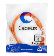 CABEUS PC-UTP-RJ45-CAT.6-1.5M-OR ПАТЧ-КОРД U/UTP, КАТЕГОРИЯ 6, 2XRJ45/8P8C, НЕЭКРАНИРОВАННЫЙ, ОРАНЖЕВЫЙ, PVC, 1.5М