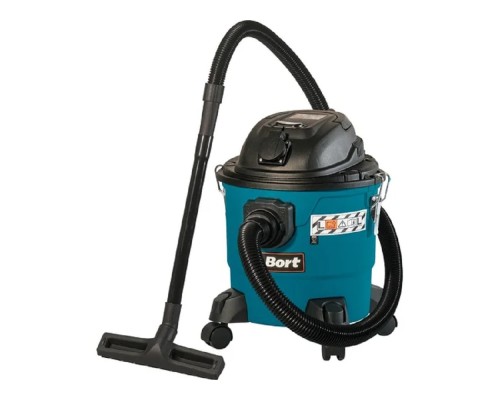 [Пылесосы строительные] Bort Пылесос для сухой и влажной уборки  BSS-1215-P [93417432] { 1200 Вт, вместимость 15 л, 67 л/сек, 6,2 кг, набор аксессуаров 8 шт }