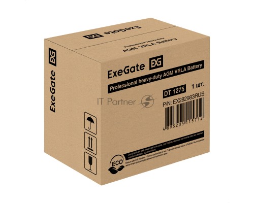 Аккумуляторная батарея ExeGate DT 1275 (12V 75Ah, под болт М6)