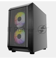 Корпус Powercase Mistral Micro H3B Mesh LED, Tempered Glass, 2x 140mm + 1х 120mm 5-color fan, черный, mATX  (CMIMH3B-L3)
