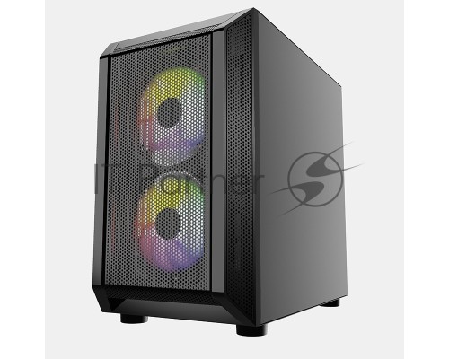 Корпус Powercase Mistral Micro H3B Mesh LED, Tempered Glass, 2x 140mm + 1х 120mm 5-color fan, черный, mATX  (CMIMH3B-L3)