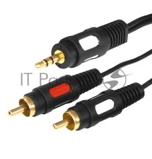 Шнур Стерео 3,5 мм - 2 RCA, длина 3 мeтра (GOLD) | 17-4234 | REXANT
