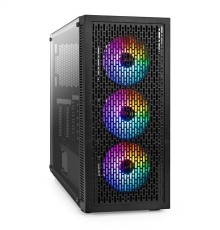 Exegate EX296317RUS Корпус Miditower ExeGate EVO-5001A-500NPX (ATX, БП 500NPX с вент. 12 см, 2*USB+1*USB3.0+HD Audio, черный, 3 вент.12см с RGB подсветкой, боковая панель - закаленное стекло)