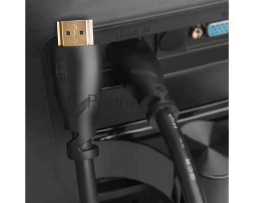 Кабель Greenconnect Premium 1.5m HDMI версия 2.0, HDR Ultra HD 4K60 Hz/ 5K30Hz, 3D, Ethernet 18.0 Гбит/с, OD8.0mm, 28/26 AWG, черный, GCR-51764
