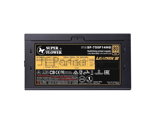 блок питания 750 Ватт Super Flower Power Supply Leadex Gold III, 750W, ATX, 130mm, 8xSATA, 4xPCI-E(6+2), APFC, 80+ Gold, Full Modular блок питания 750 Ватт Super Flower Power Supply Leadex Gold III, 750W, ATX, 130mm, 8xSATA, 4xPCI-E(6+2), APFC, 80+ Gold, Full Modular