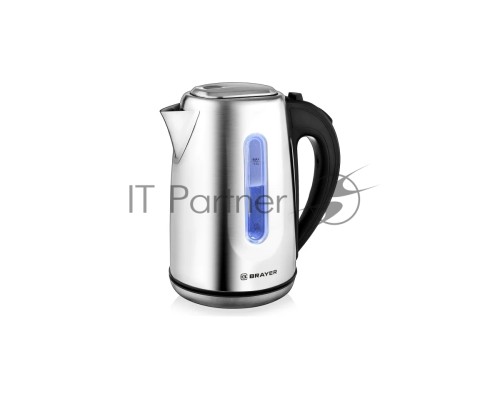 Чайник электрический BRAYER BR1014, 2200 Вт, 1,7 л, нержав.сталь, индикат. уровн. воды, автоотключ