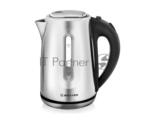 Чайник электрический BRAYER BR1014, 2200 Вт, 1,7 л, нержав.сталь, индикат. уровн. воды, автоотключ