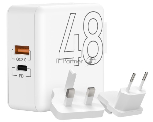 Сетевое зарядное устройство Lyambda 48Вт c 2-мя выходами (PD+QC3.0) LT48-WT