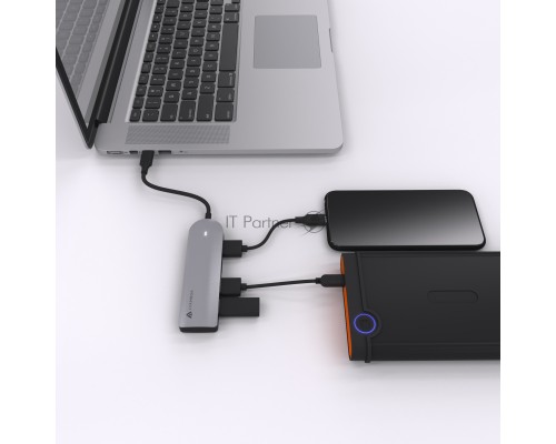 Ультрокомпактный Type-C USB 3.0 Хаб  превратит 1 порт USB-C в четыре порта данных USB 3.0 со скоростью передачи данных до 5 Гбит / с.