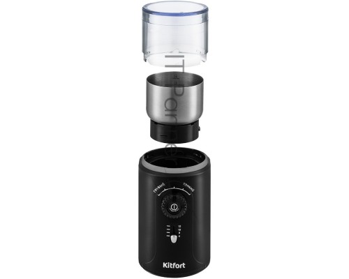 Кофемолка Kitfort KT-747 200Вт сист.помол.:ротац.нож вместим.:70гр черный/серебристый
