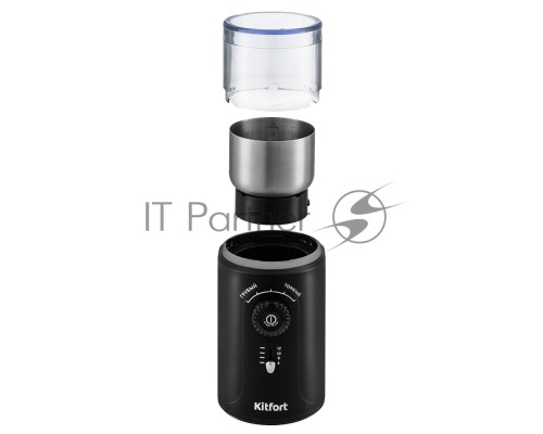 Кофемолка Kitfort KT-747 200Вт сист.помол.:ротац.нож вместим.:70гр черный/серебристый