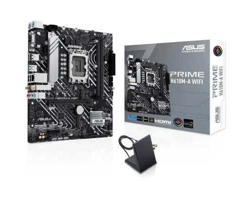 [Материнская плата] ASUS PRIME H610M-A WIFI (Socket 1700, mATX, 2xDDR5(96GB), VGA/DP/HDMI, 1xPCIe 4.0x16/1xPCIe 3.0, 1xLAN, Wi-Fi, BT, 4xSATA 6Gb/s, 2xM.2, 1xUSB 3.2, 4xUSB 2.0, 2xPS/2)