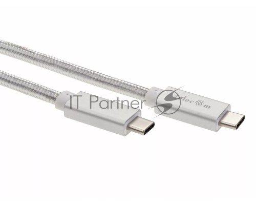 Кабель USB 3.1 Type Cm -- Cm IC 5А 10Gbs длина 1M, Telecom <TC420S> серебряный