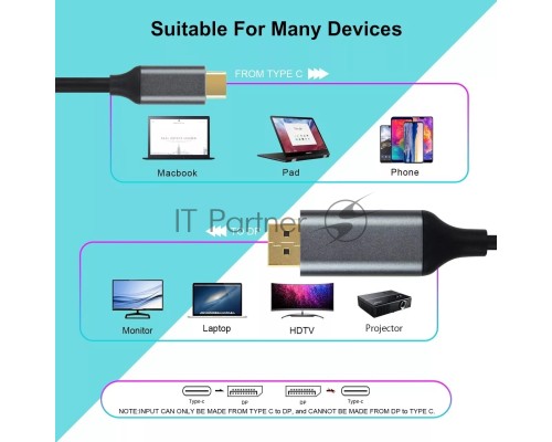 Кабель USB3.1 CM-DP 1.8M CU422MC-1.8M VCOM