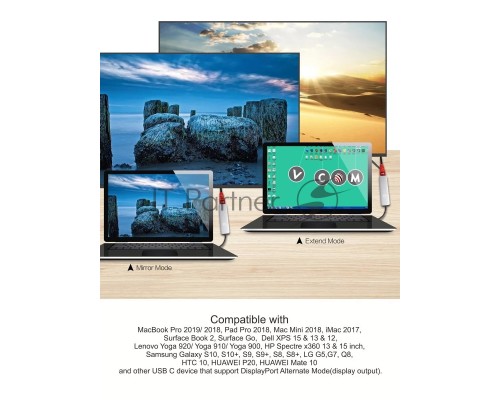Кабель USB3.1 CM-HDMI 1.8M CU423MC-1.8M VCOM