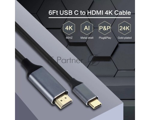Кабель USB3.1 CM-HDMI 1.8M CU423MC-1.8M VCOM