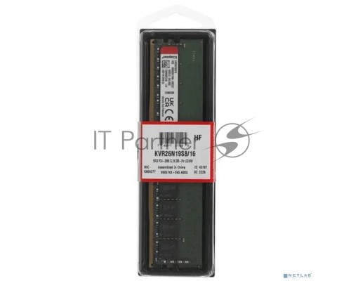 Оперативная память Kingston 16GB DDR4 2666MHz DIMM KVR26N19S8/16 PC4-21300, CL19