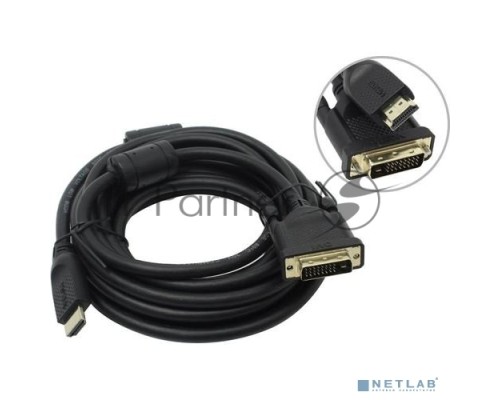 Кабель HDMI AM/DVI(24+1)M, 5м, CU, 1080P@60Hz, 2F, VCOM <CG484GD-5M>